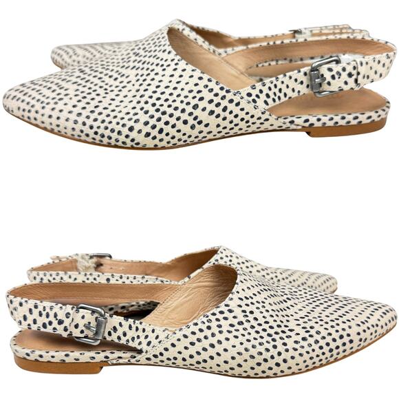 Madewell Shoes - Madewell Mules Womens Size 6.5 Dried Flax Remi Slingback Spotted Stamped Leather